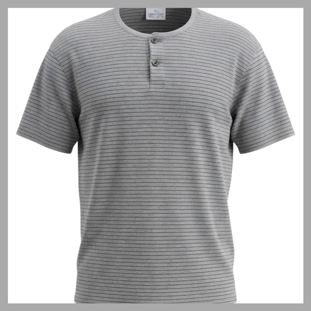 Calvin Klein XL Henley Stripe T Shirt Short Sleeve Cotton Mens Casual Top